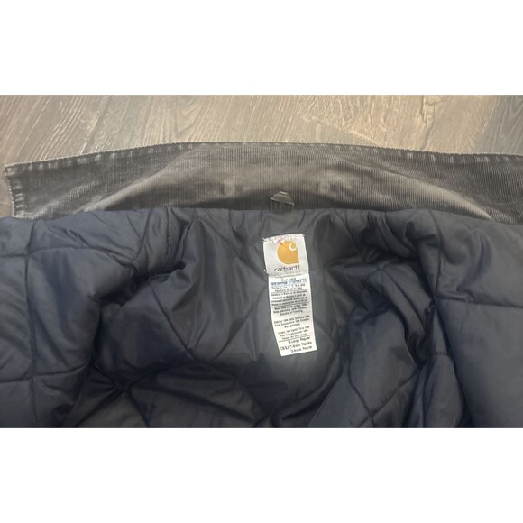 VTG Y2K Carhartt Mens XL Detroit Black Charcoal Duck Canvas Coat Quilt Lining - Picture 8 of 16